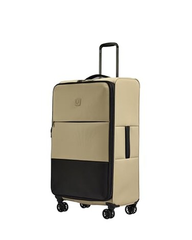 ANTLER Soft Stripe Large Luggage 31 Softside Suitcase Durable Lightweight Expandable 4 Spinner Wheels Adjustable Handle TSA Lock Sand Yellow