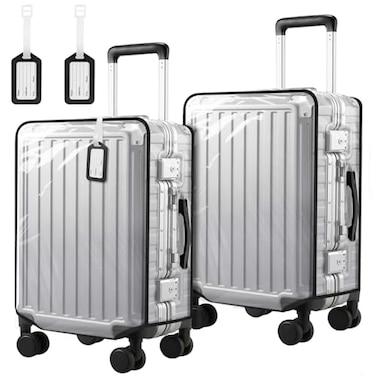 WSSROGY 2 Pack 28 Inch Clear PVC Suitcase Cover Protectors Full Thicken Transparent Luggage Covers Sleeve Waterproof Dustproof Antiscratch for Travel Wheeled Luggage