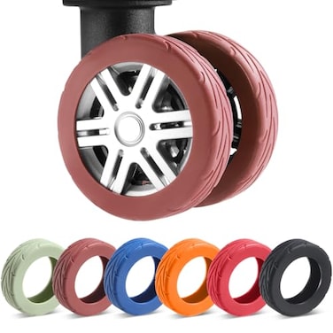 Wanzhuango 8 Pcs Upgrade Luggage Wheel Covers Carry On Luggage SuitcasesWearResistant AntiNoise Silicone Wheel Protective Covers for 224 Spinner WheelEssential Travel Accessories Brown