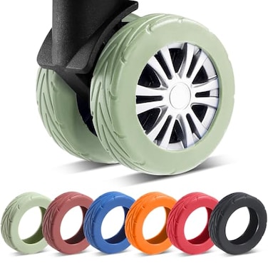 Wanzhuango 8 Pcs Upgrade Luggage Wheel Covers Carry On Luggage SuitcasesWearResistant AntiNoise Silicone Wheel Protective Covers for 224 Spinner WheelEssential Travel Accessories Green