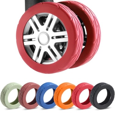Wanzhuango 8 Pcs Upgrade Luggage Wheel Covers Carry On Luggage SuitcasesWearResistant AntiNoise Silicone Wheel Protective Covers for 224 Spinner WheelEssential Travel Accessories Red