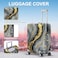 ANNA QUEEN Luxury Marble Gold Luggage Cover Elegant Black Grey Suitcase Protector with Faux Gold Vein Design Stretchable Washable Spandex Cover for 2022 Inch Luggage