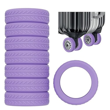 AWINNER Luggage Wheel Covers 8 Pack UpgradedSilicone Luggage Wheel Protector Covers for most 8 Spinner Wheel Suitcases or Office Chair CasterDurableMute and Shock Absorption Purple