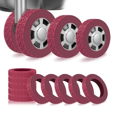 DGMDGS 10 Pack Luggage Wheel Covers 3 Size Protector Cover for 189204 Suitcase Spinner Wheels Upgraded WearResistant Silent Shock Absorption Luggage Accessories for CarryOn Travel Red S