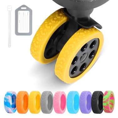 DIGIGRE Luggage Wheel Covers 8 PCS Silicone Wheel Protector Covers for 226 inches 8Spinner Wheels WearResistant AntiNoise Yellow