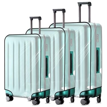 Dimeho 3 Pcs Clear Luggage Cover Protector Thicken TSA Approved Suitcase Protector 20 PVC Waterproof Covers Transparent Luggage Protective Cover Case for Wheeled Suitcase