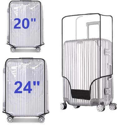 FABULWAY 2pcs Clear PVC Suitcase Covers Protectors Transparent Luggage Cover Waterproof Wheeled Suitcase Dust Cover Dustproof Travel Luggage Sleeve Protector 20242PCS