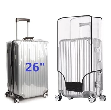 FABULWAY Clear PVC Suitcase Cover Protectors Transparent Luggage Cover Waterproof Wheeled Suitcase Dust Covers Dustproof Travel Luggage Sleeve Protector 26