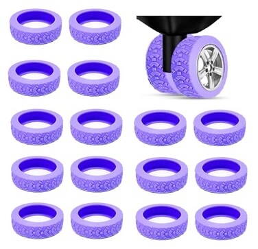 FABULWAY FABWAY 16PCS Luggage Wheel Protector Covers Upgraded Suitcase Caster Silicone Covers for Most Luggage Wheels Purple