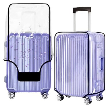 GigabitBest 20 Inch Clear Suitcase Cover 20242830 Inch Waterproof Dustproof and AntiScratch Luggage Cover TSA approved Suitcase Protectors Black Trim