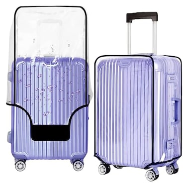 GigabitBest 24 Inch Clear Suitcase Cover 20242830 Inch Waterproof Dustproof and AntiScratch Luggage Cover TSA approved Suitcase Protectors Black Trim