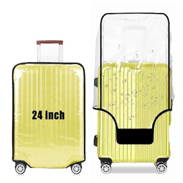 GigabitBest 24 Inch Clear Suitcase Cover 20242830 Inch PVC Suitcase Protectors Waterproof Dustproof and AntiScratch Luggage Cover Black Trim Standard Edition