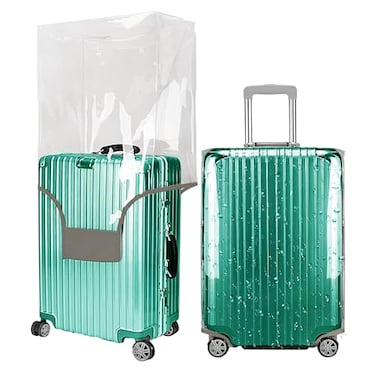 GigabitBest 30 Inch Clear Suitcase Cover 20242830 Inch Waterproof Dustproof and AntiScratch Luggage Cover TSA approved Suitcase Protectors Gray Trim