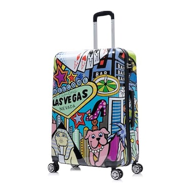InUSA Las Vegas Print Luggage with Spinner Wheels Durable Lightweight Hardside Suitcase Travel Bag with Handle and Trolley 28Inch Large Checked luggage