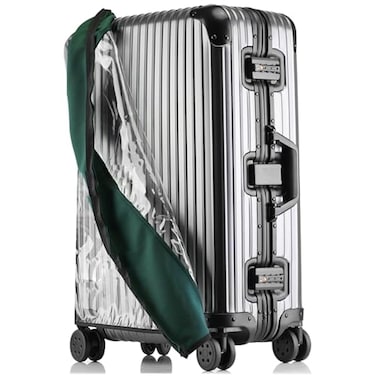 Linpr Transparent PVC Suitcase Cover No Disassembly Required Clear Luggage Cover Waterproof Travel Wrap Luggage Protectors 22 Green