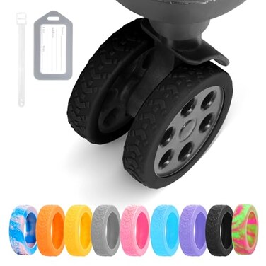 DIGIGRE Luggage Wheel Covers 8 PCS Silicone Wheel Protector Covers for 226 inches 8Spinner Wheels WearResistant AntiNoise Wheel Covers for Luggage Suitcases or Office Chair Caster Wheels Black