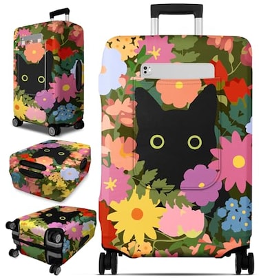 Slohif Luggage Cover for Suitcase Tsa Approved Protector Cat Luggage Sleeve Large Suit Case Cover Travel Stretch Baggage Case Protective Washable Fit 2123 Inch Floral