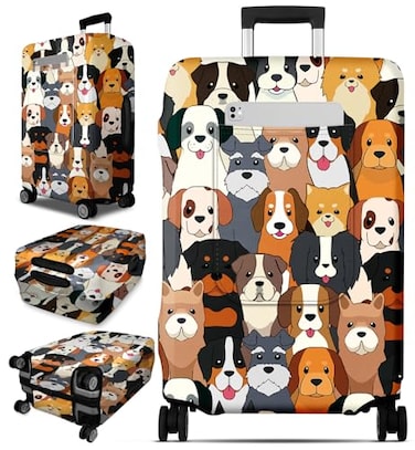 Slohif Luggage Cover for Suitcase Tsa Approved Protector Cute Dog Luggage Sleeve Large Suit Case Cover Travel Stretch Baggage Case Protective Washable Fit 2123 Inch