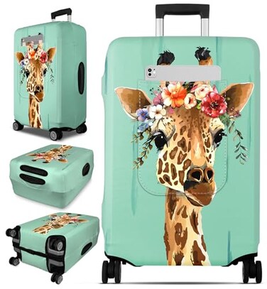 Slohif Luggage Cover for Suitcase Tsa Approved Protector Giraffe Luggage Sleeve Large Suit Case Cover Travel Stretch Baggage Case Protective Washable Fit 2123 Inch