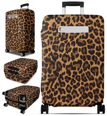 Slohif Luggage Cover for Suitcase Tsa Approved Protector Leopard Luggage Sleeve Large Suit Case Cover Travel Stretch Baggage Case Protective Washable Fit 3132 Inch