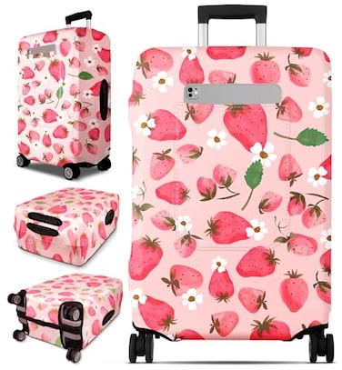Slohif Luggage Cover for Suitcase Tsa Approved Protector Luggage Sleeve Large Suit Case Cover Travel Stretch Baggage Case Protective Washable Fit 1832 Inch Strawberries S