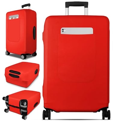 Slohif Luggage Cover for Suitcase Tsa Approved Protector Luggage Sleeve Suit Case Cover Travel Stretch Large Baggage Case Protective Washable Fit 2427 Inch Red