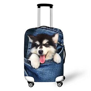 HW Travel Luggage Cover Brilliant Colors Spandex Luggage Protector M 2226 Cover Pocket dog