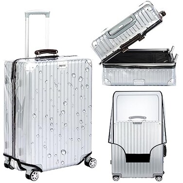 Veki Clear Suitcase Cover PVC Protector with Zip Waterproof Transparent Luggage Cover Protective Bag for Plastic Trolley Case Protect Suitcases from Scratch for Travel Accessories 30inch