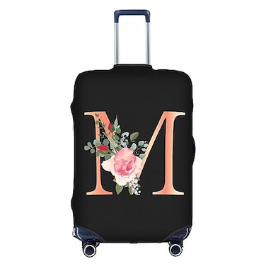 Wansin Floral Letter M Travel Luggage Cover Spandex Suitcase Protector Elastic Washable StretchSize XLFit 2932inch Suitcase