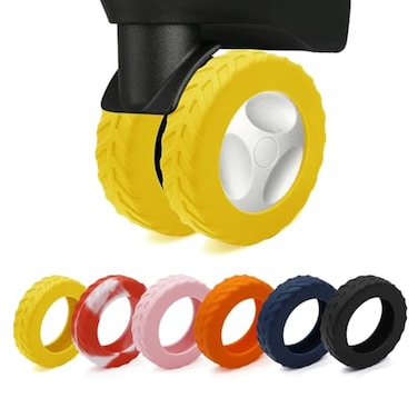 XYOFUN Luggage Wheel Covers Upgraded 8Pack Anti Dust Scratch Noise Reduction Carry OnTravel Suitcase Wheel Protector For 224 wheels Yellow