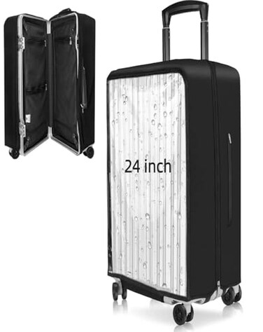 Yotako Upgraded Double Zippered Transparent PVC Suitcase Cover No Disassembly Required Clear Luggage Protector for Suitcase Luggage Protector Cover 24