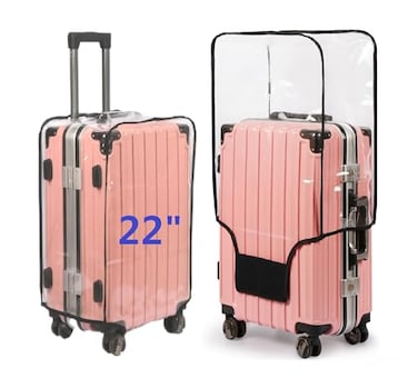 FABULWAY Clear PVC Suitcase Cover Thickened Waterproof Luggage Protector Full Transparent Dustproof Sleeve for Wheeled Suitcases 22