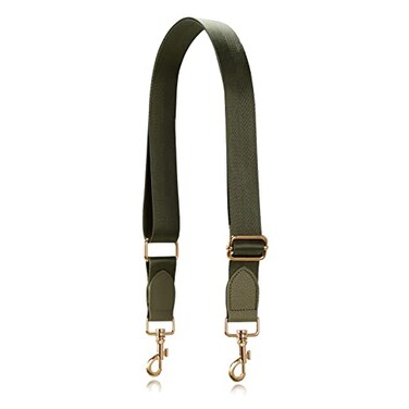 A ALLZEDREAM Allzedream Wide Purse Strap Replacement Crossbody Shoulder Bag Adjustable Olive Green Gold Leather