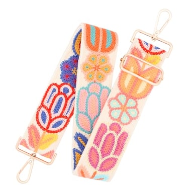 chushui Knit Purse Strap Colorful Floral Pattern Replacement Crossbody Wide Adjustable Shoulder Strap for Bags and Handbags