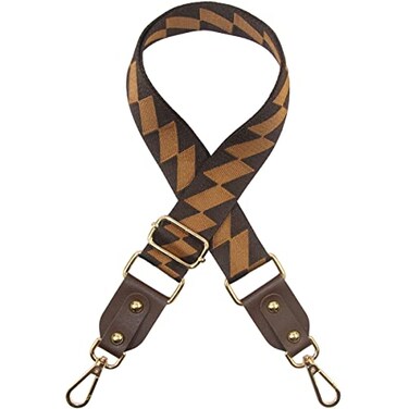 Duwi Wide Purse Strap Jacquard Guitar Style Strap Multicolor Canvas Adjustable Crossbody Bag Strapblackbrownparallelogram