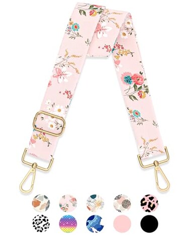 Gukeniu Wide Shoulder Strap Purse Strap Adjustable Replacement Crossbody Handbag Extender Bag Belt Pink Flowers
