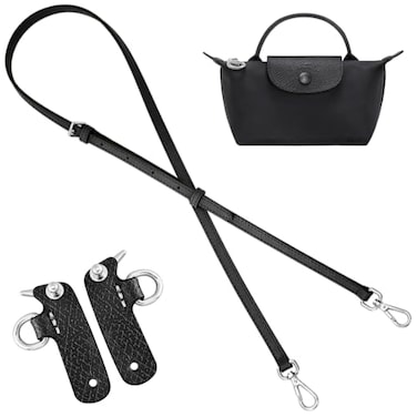 KIYOMIL Bag Leather Strap Replacement Crossbody Shoulder Straps for xs MINI Pouch No Damage Conversion Kits Accessories MINIBlackSilver hardware