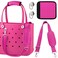 OUTXE Strap Wrap for Bogg Bag Adjustable Crossbody Shoulder Strap Neoprene Handle Wrap Protector Universal Bogg Bag Accessories Compatible with Simply Southern Simple Modern Beach Bag Hot Pink