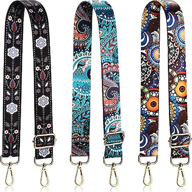 Weewooday 3 Pieces Purse Straps Replacement Crossbody Straps Adjustable Handbag Shoulder Strap Guitar style Strap for WomenVintage Style