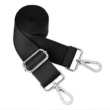 ZOOEASS Silvery Buckles Wide Shoulder Strap SolidAdjustable Replacement Belt Crossbody Canvas Bag Handbag Black