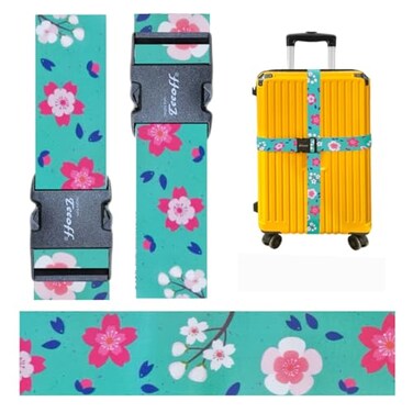 Teeoff Luggage Straps Suitcase Belts Travel Bag Accessories Adjustable 220CM Sakura Mint 2 Pack