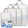 Cambond Compression Packing Cubes Travel 5 Set Packing Cubes for Carry on Suitcases Lightweight Expandable Travel Bags Luggage Organizers Space Saver Compression Cubes with Makeup Bag White