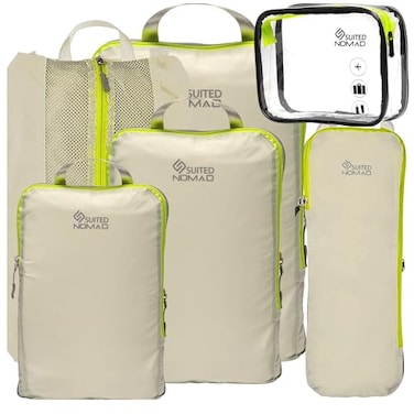 SUITEDNOMAD Ultralight Compression Packing Cubes Set Suitcase and Backpack Travel Organizer Bags