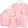 Cambond Compression Packing Cubes for Travel 6 Set Packing Cubes for Suitcases Expandable Luggage Organizers with Shoe Bag and Laundry Bag Pink