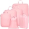Cambond Compression Packing Cubes for Travel 6 Set Packing Cubes for Suitcases Expandable Luggage Organizers with Shoe Bag and Laundry Bag Pink