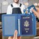 ACdream Passport and Vaccine Card Holder Combo Cover Case with CDC Vaccination Card Slot Leather Travel Documents Organizer Protector with RFID Blocking for Women and Men C Light Blue