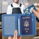 ACdream Passport and Vaccine Card Holder Combo Cover Case with CDC Vaccination Card Slot Leather Travel Documents Organizer Protector with RFID Blocking for Women and Men C Light Blue