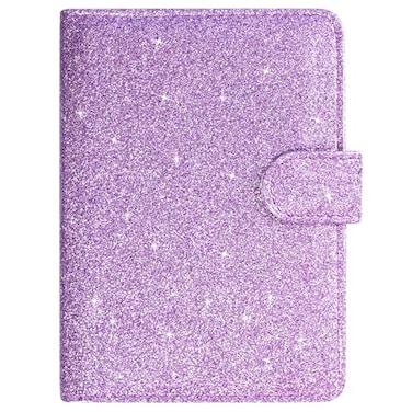 ACdream Unisex Faux Leather Passport and Vaccine Card Holder Glitter Purple RFID Blocking Protects Valuable Information