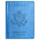 Eoehro UnisexAdult Passport and Vaccine Card Holder Combo Sky Blue Faux Leather RFID Protected