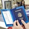 Eoehro UnisexAdult Passport and Vaccine Card Holder Combo Sky Blue Faux Leather RFID Protected